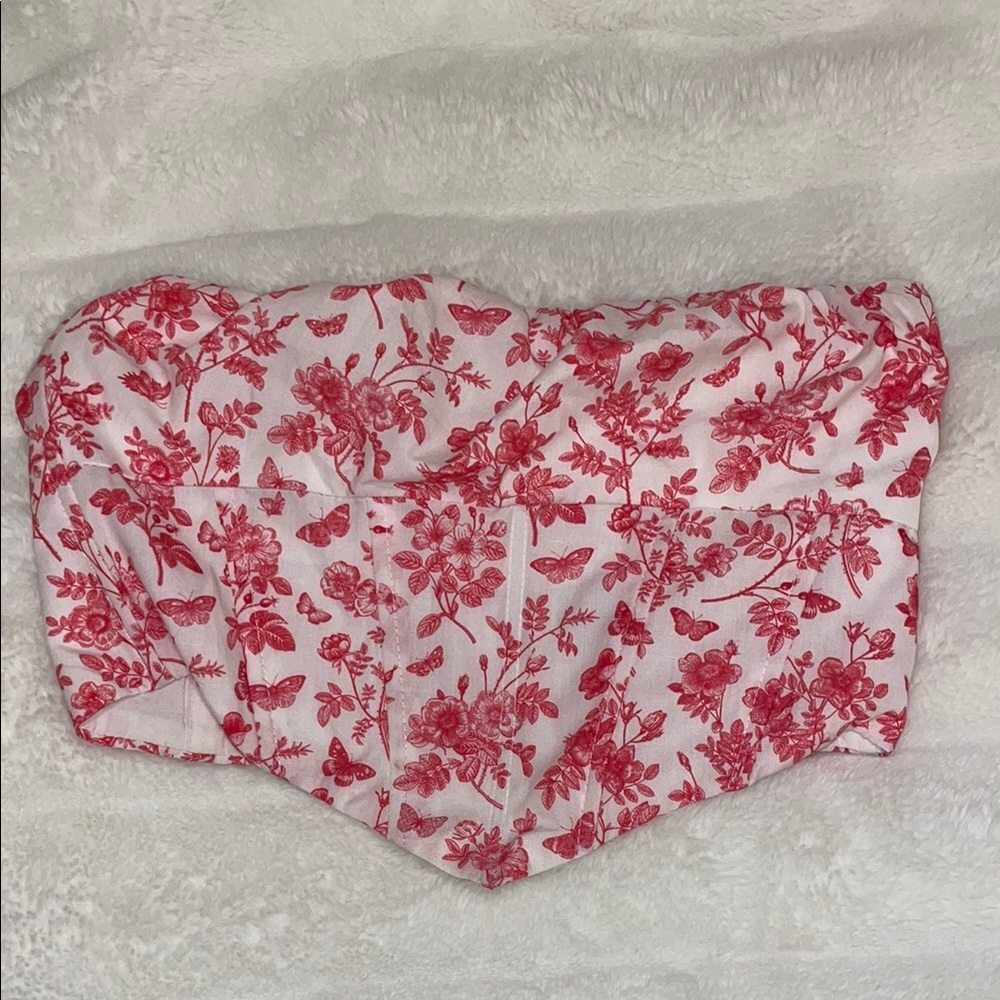 Pink and white patterned corset top Princess Polly